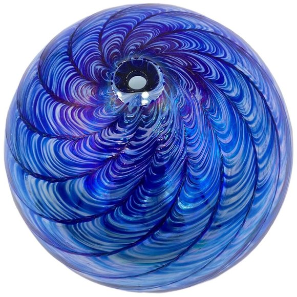 Blue Wave Iridescent Glass Decorative Diffuser Sphere Stem Bud Vase Home Decor - Picture 5 of 12